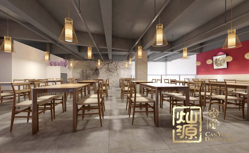 新中式自助简餐厅装修效果图